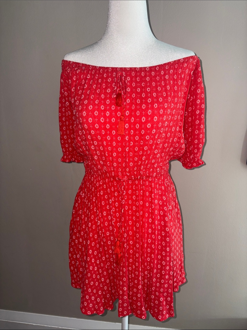 Skylar + Madison - Red Off-Shoulder Mini Dress